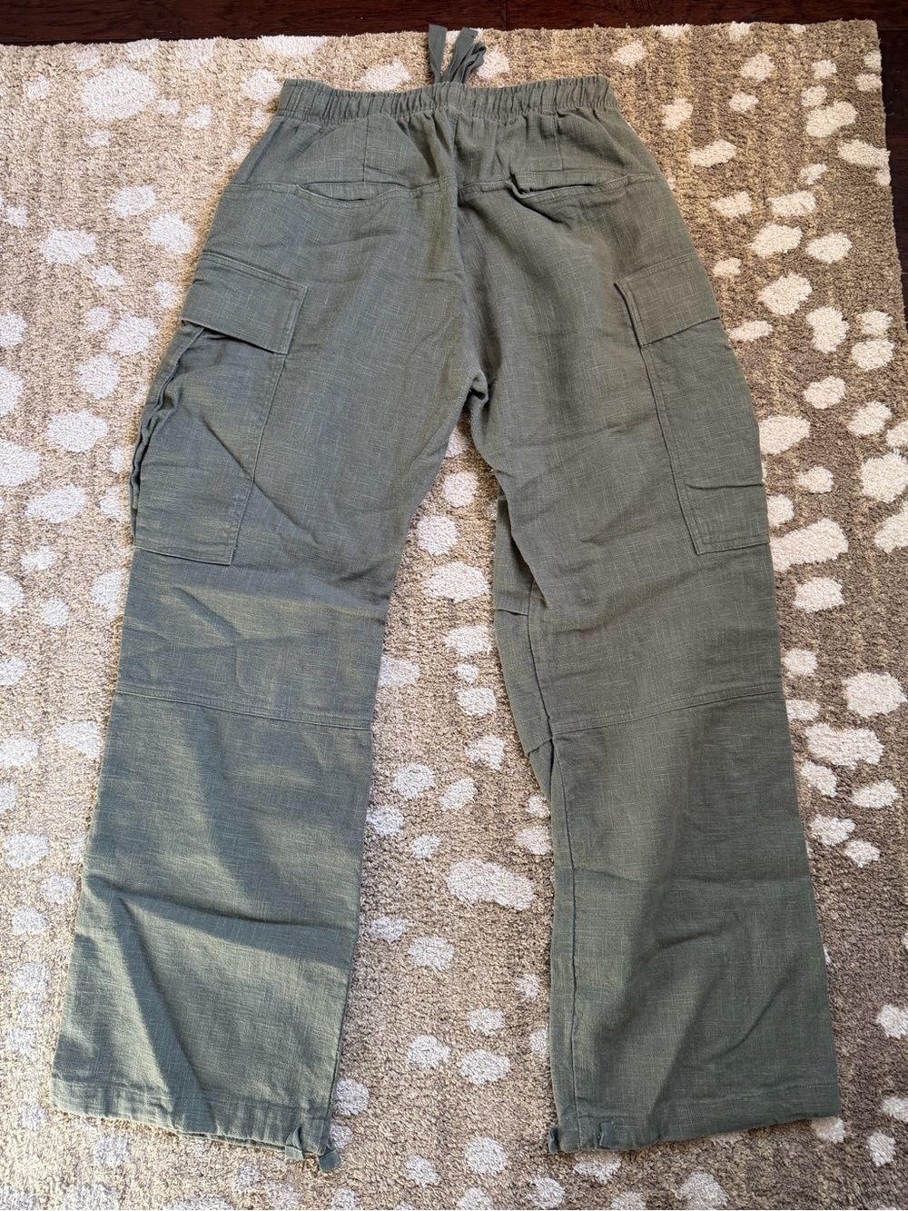 Cherry LA Baja Wide Leg Linen Drawstring Cargo Pants Green - Picture 4 of 11